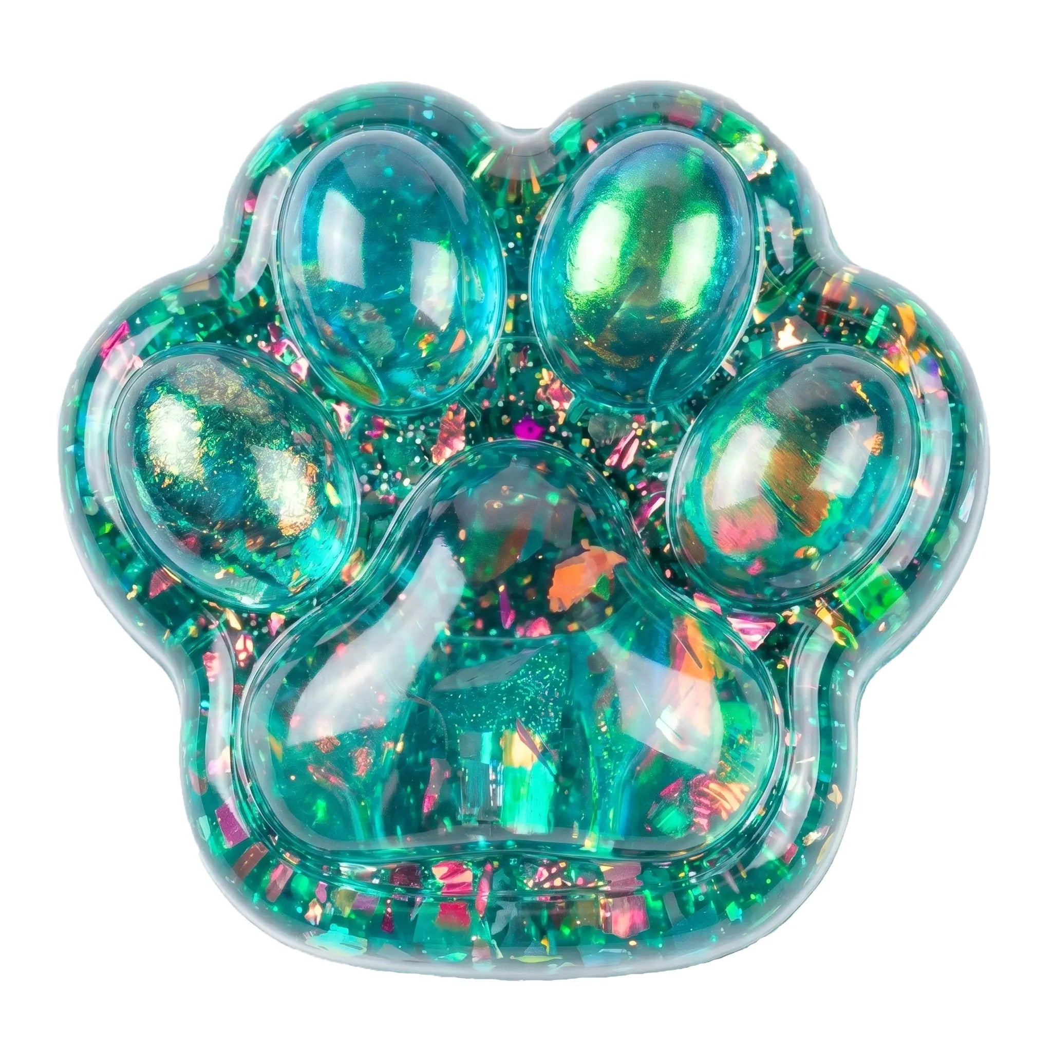 Crystal green cat paw taba squishy by MimiSquishy on white background