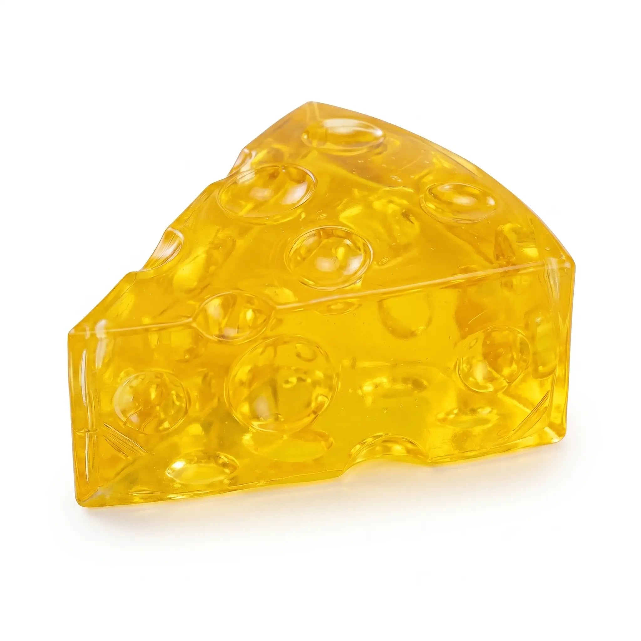 Cheese wedge squishy toy by MimiSquishy on white background