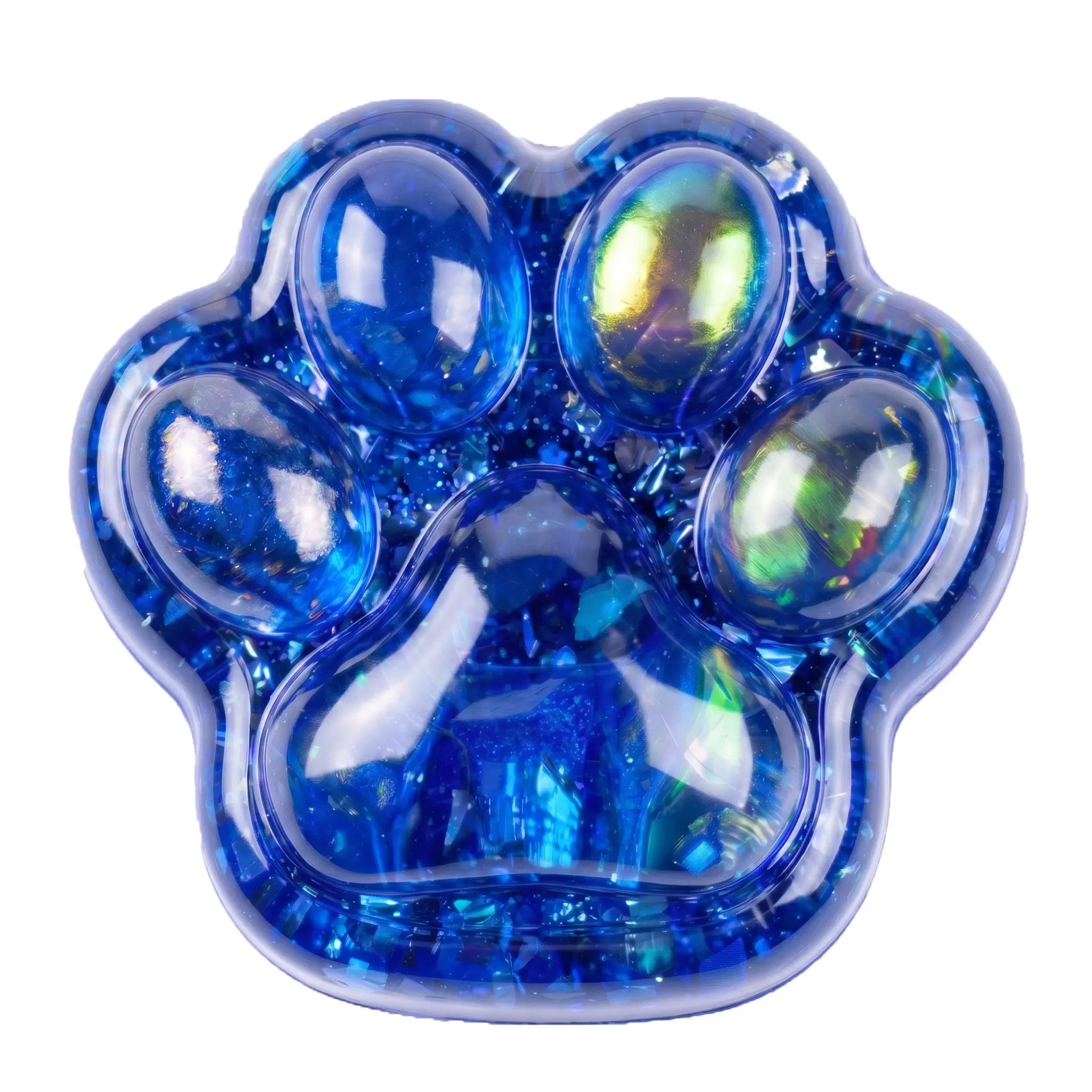Crystal blue cat paw taba squishy by MimiSquishy on white background