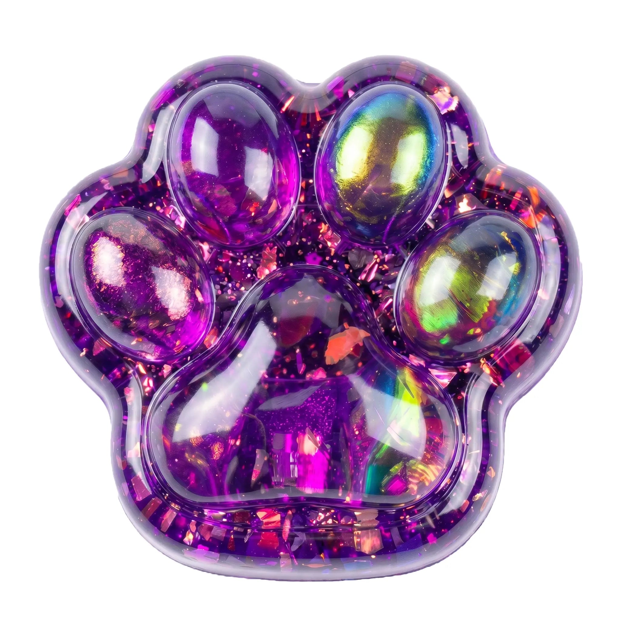 Crystal purple cat paw taba squishy by MimiSquishy on white background