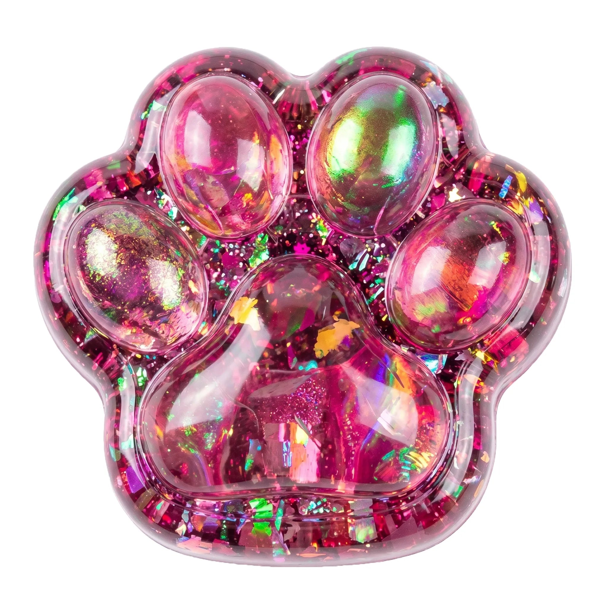 Crystal red cat paw taba squishy by MimiSquishy on white background