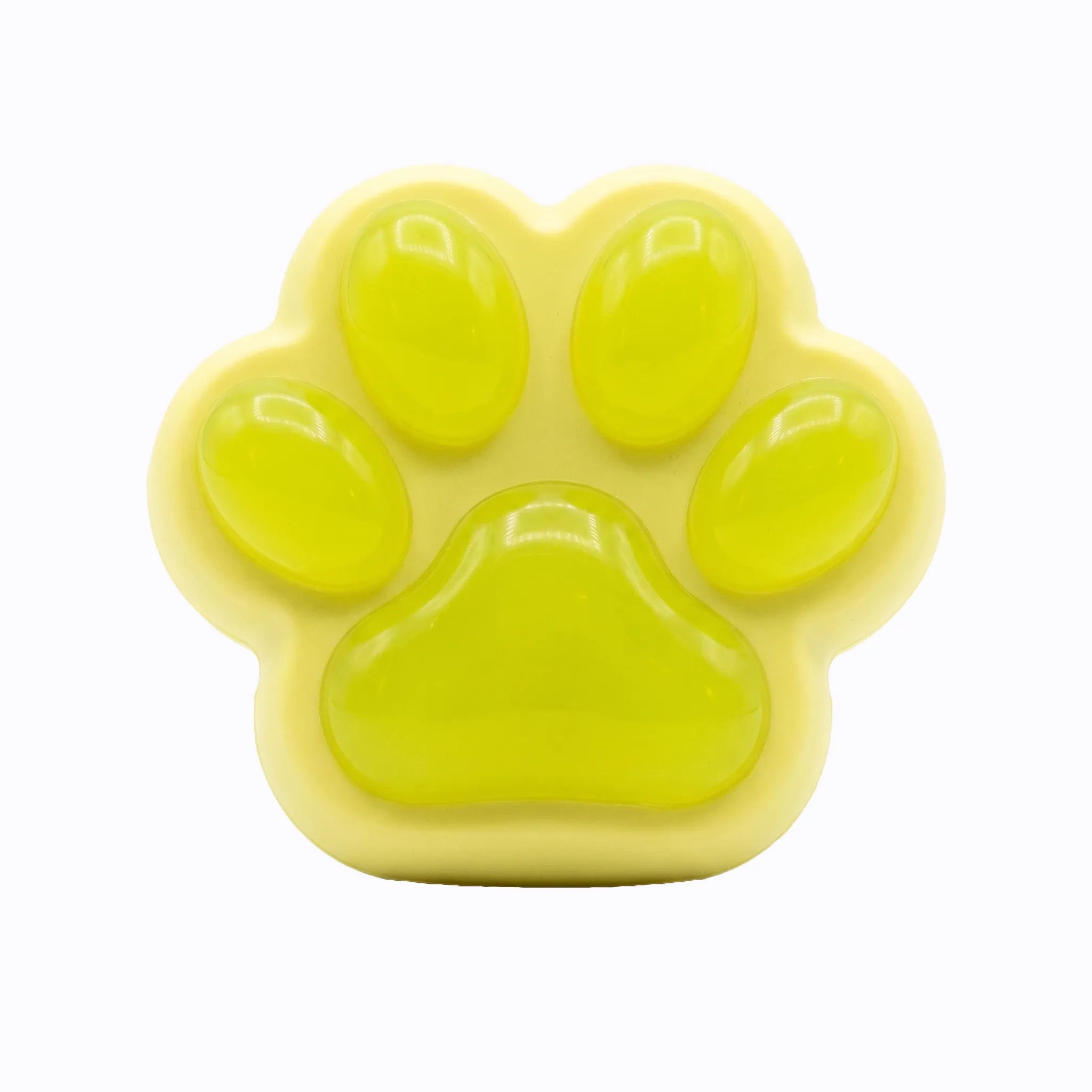 Green cat paw squishy toy by MimiSquishy on white background