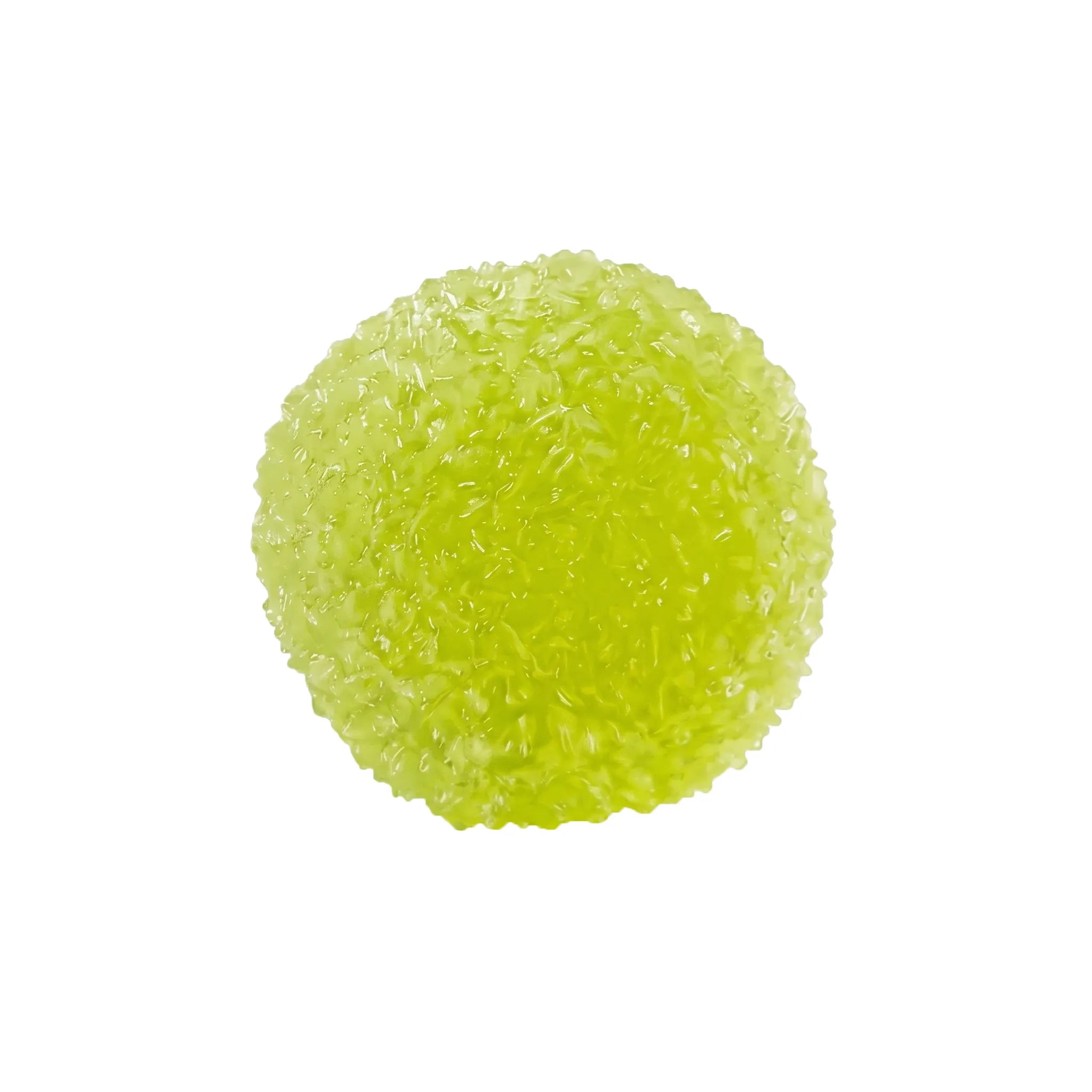 Green crystal mochi ball squishy toy by MimiSquishy on white background