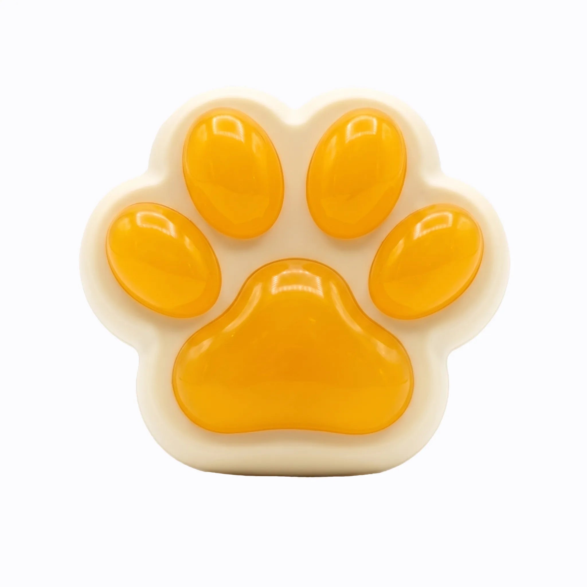Orange cat paw squishy toy by MimiSquishy on white background