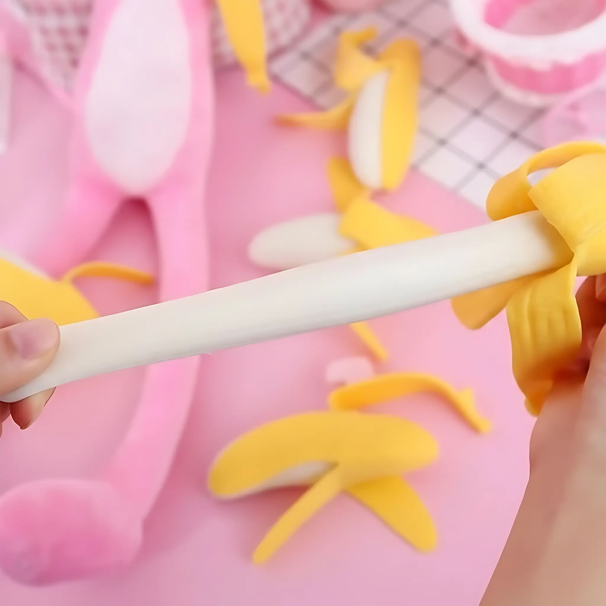 Stretched peeled banana squishy