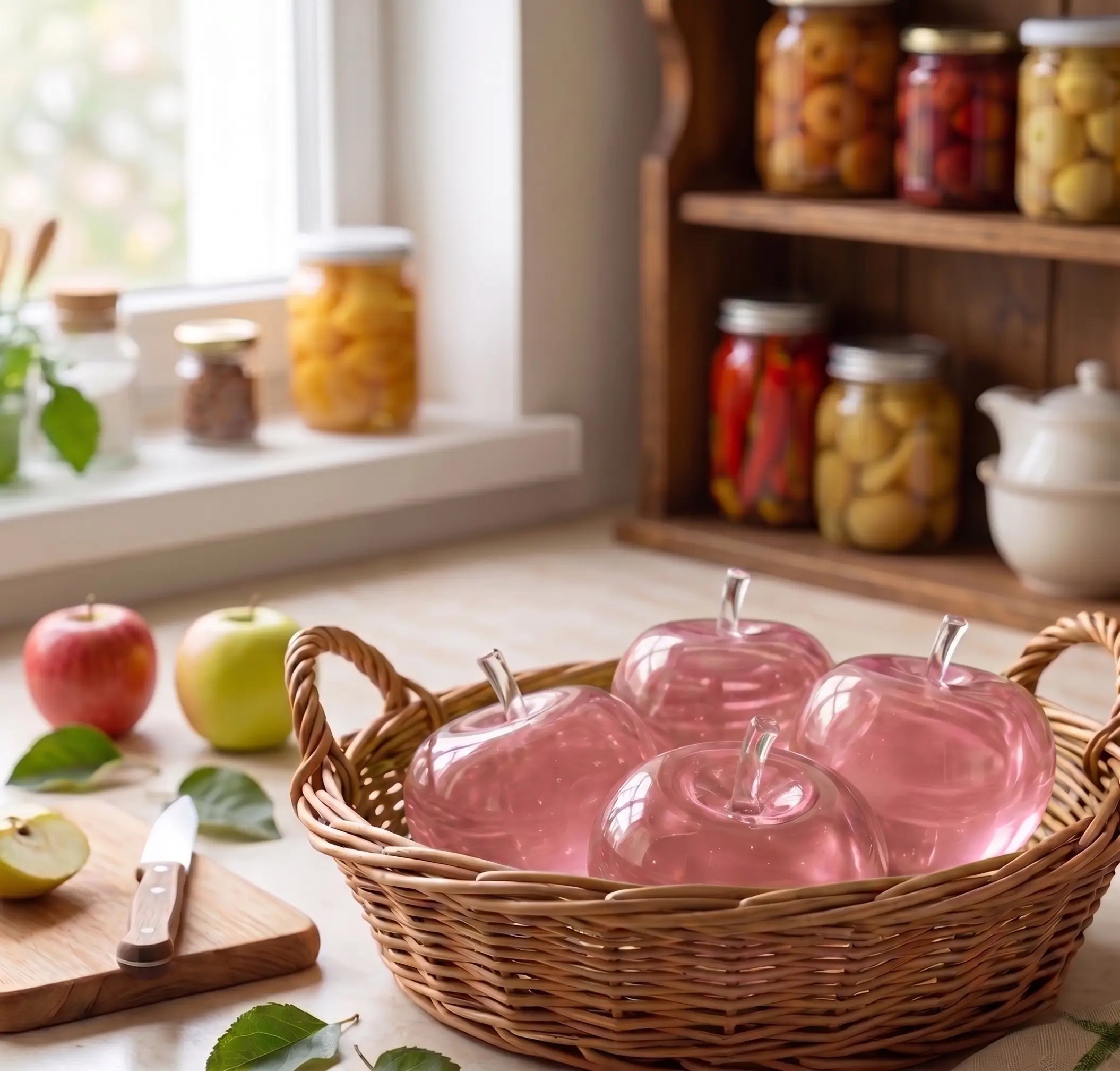 Pink apple squishy fidget toy by MimiSquishy