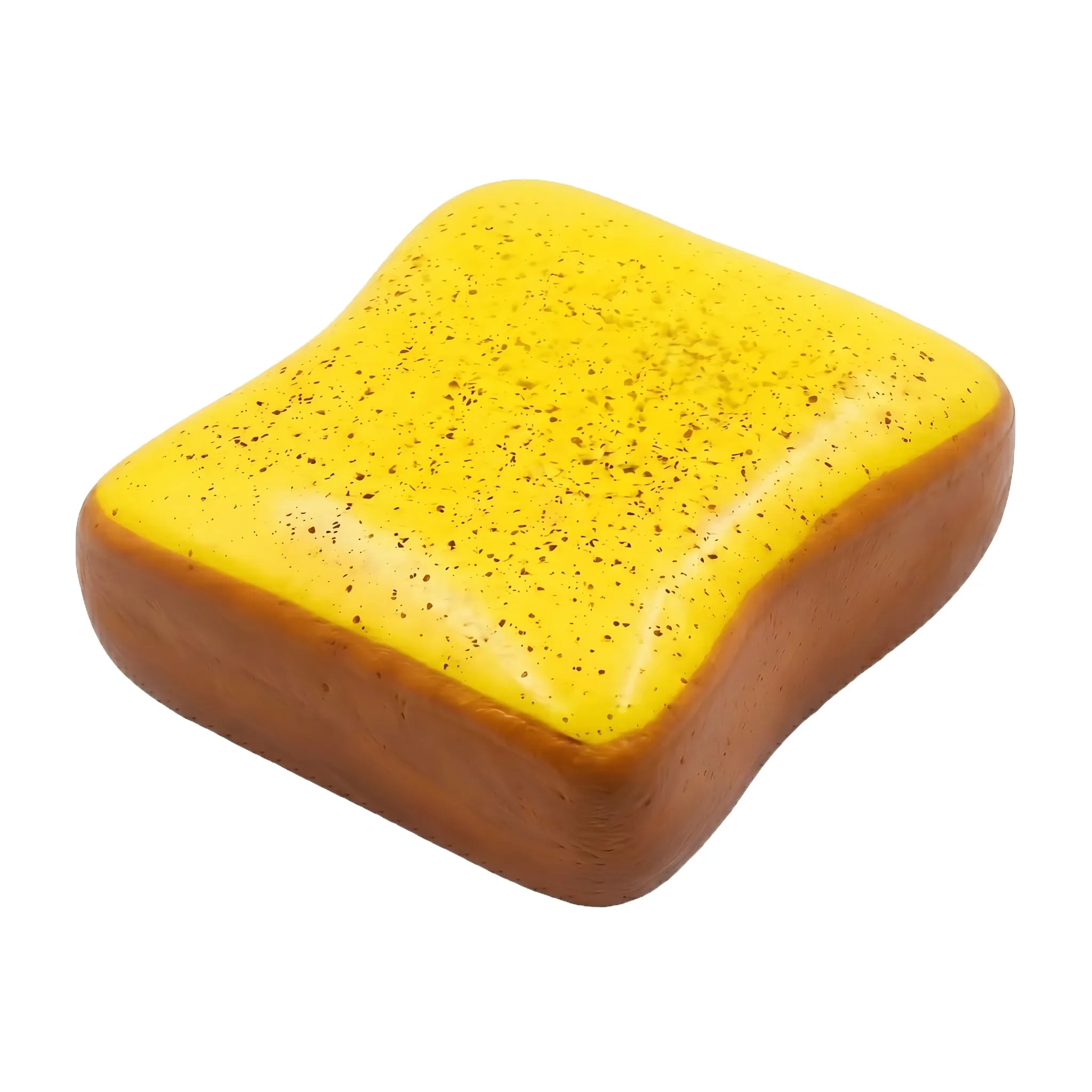 Yellow toast taba squishy toy by MimiSquishy on white background